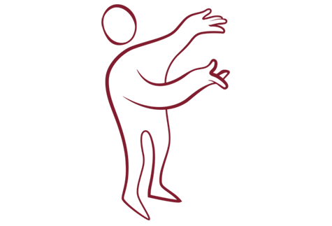 Vinröd illustration figur gör presentations-gest.